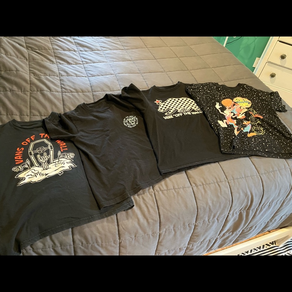 Bundle of black vans shirts kids small